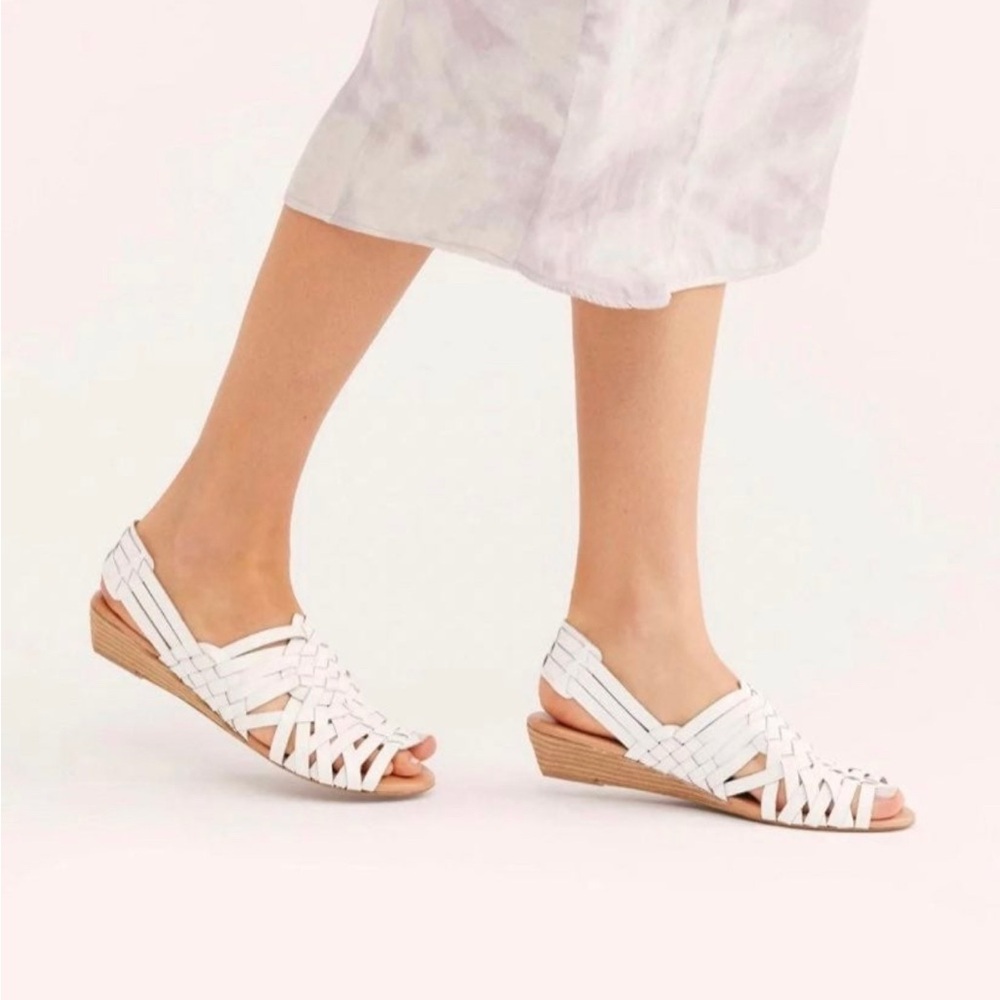 Metallic Silver Woven Huarache Sandals with Wedge Heel